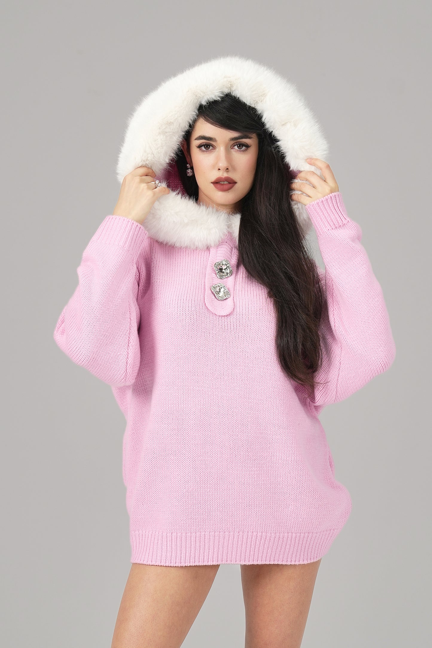 Ava Fur Sweatshirt (Pink)