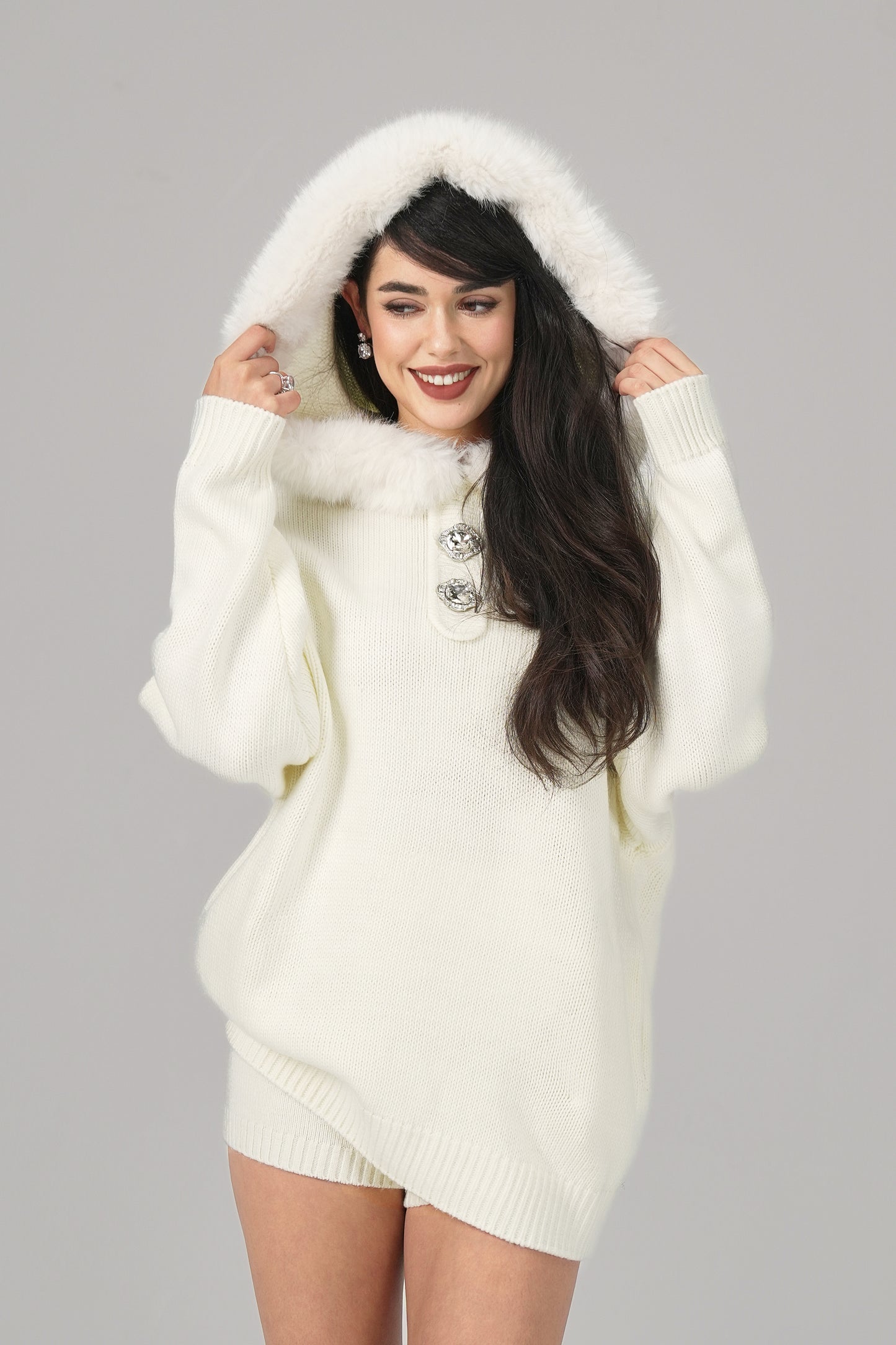 Ava Fur Sweatshirt (White)