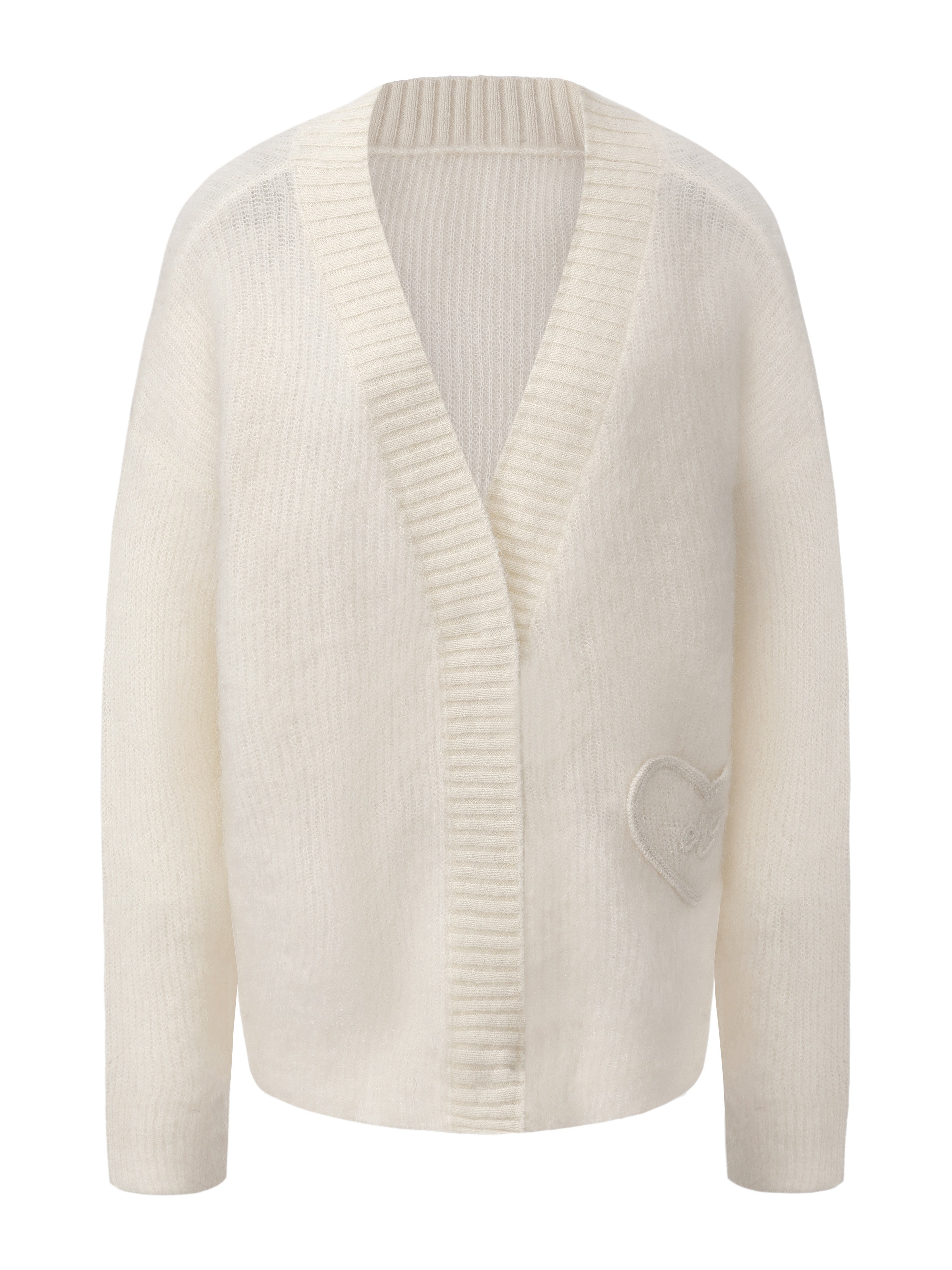Sasha Heart-Pocket White Cardigan
