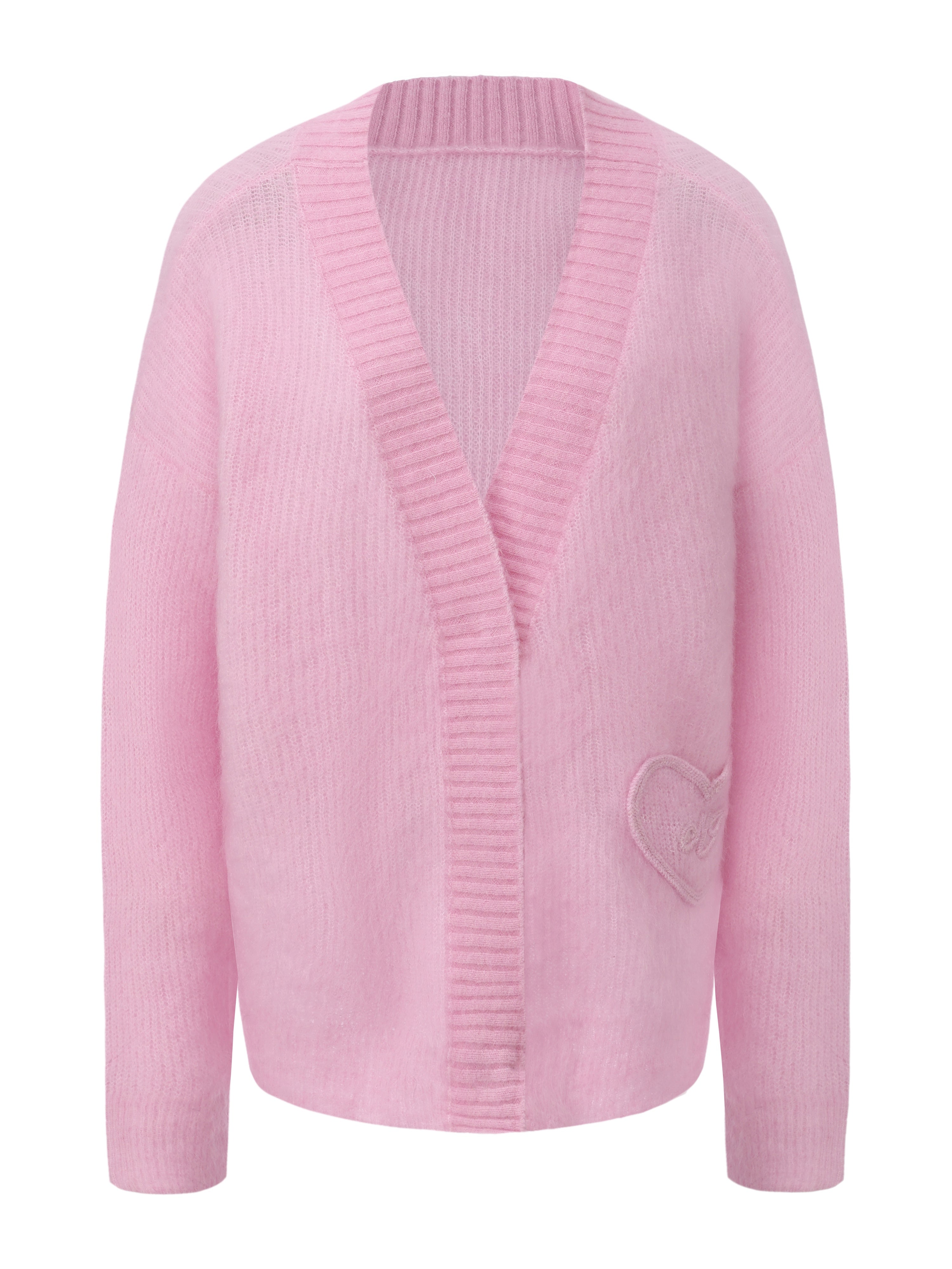 Sasha Heart-Pocket Pink Cardigan