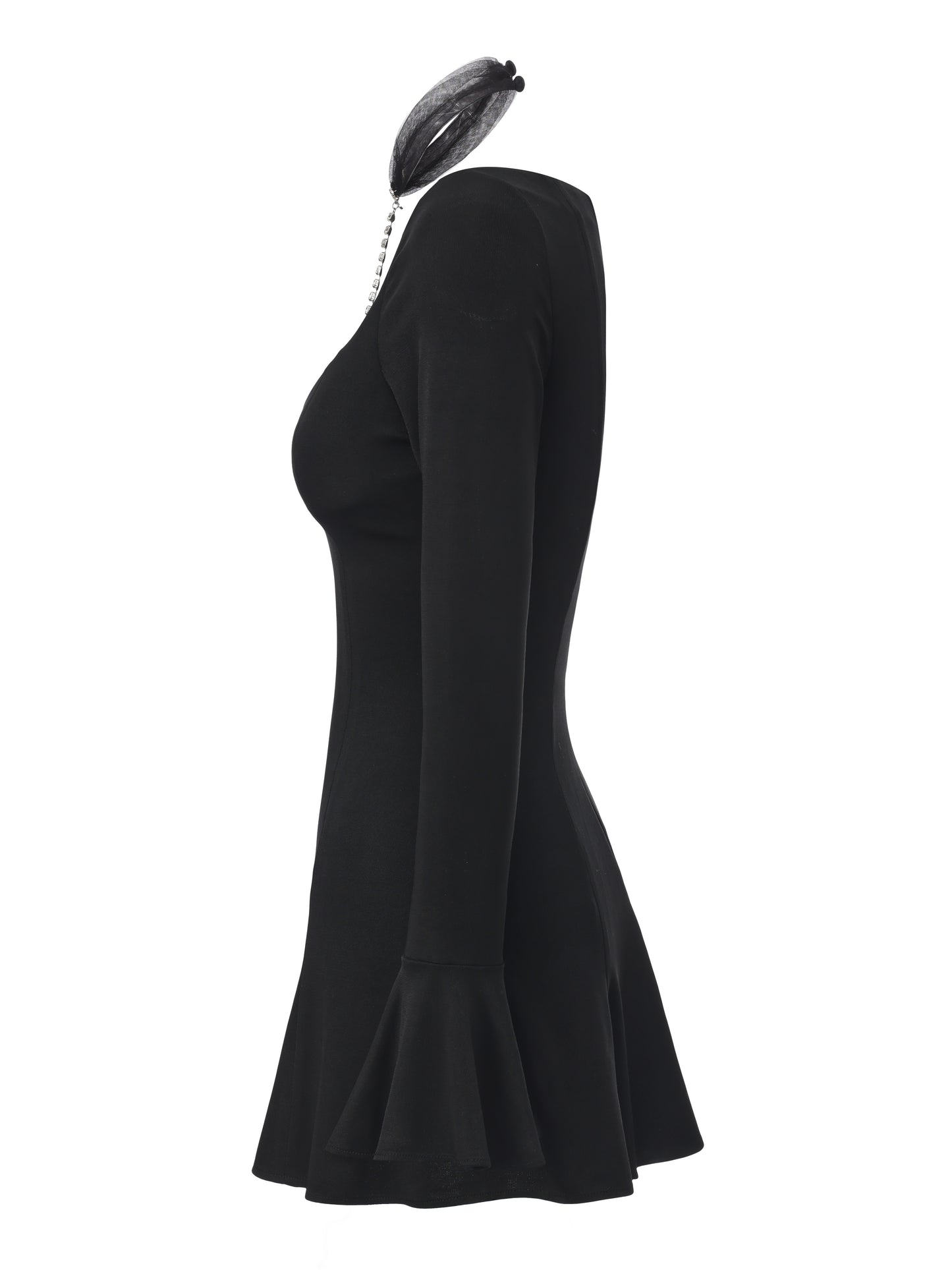 Alessandra Deep V Black Mini Dress