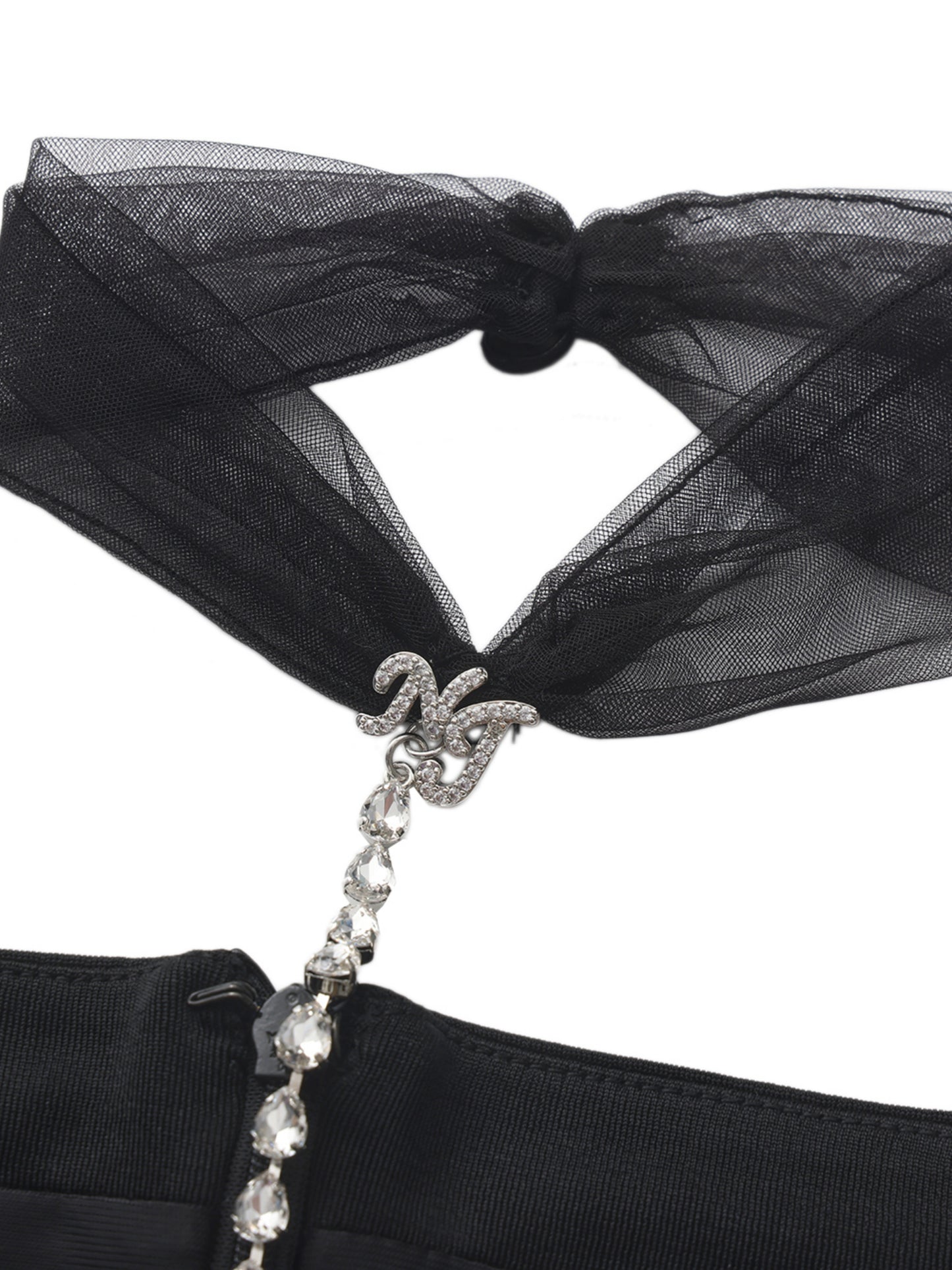 Alessandra Deep V Black Mini Dress