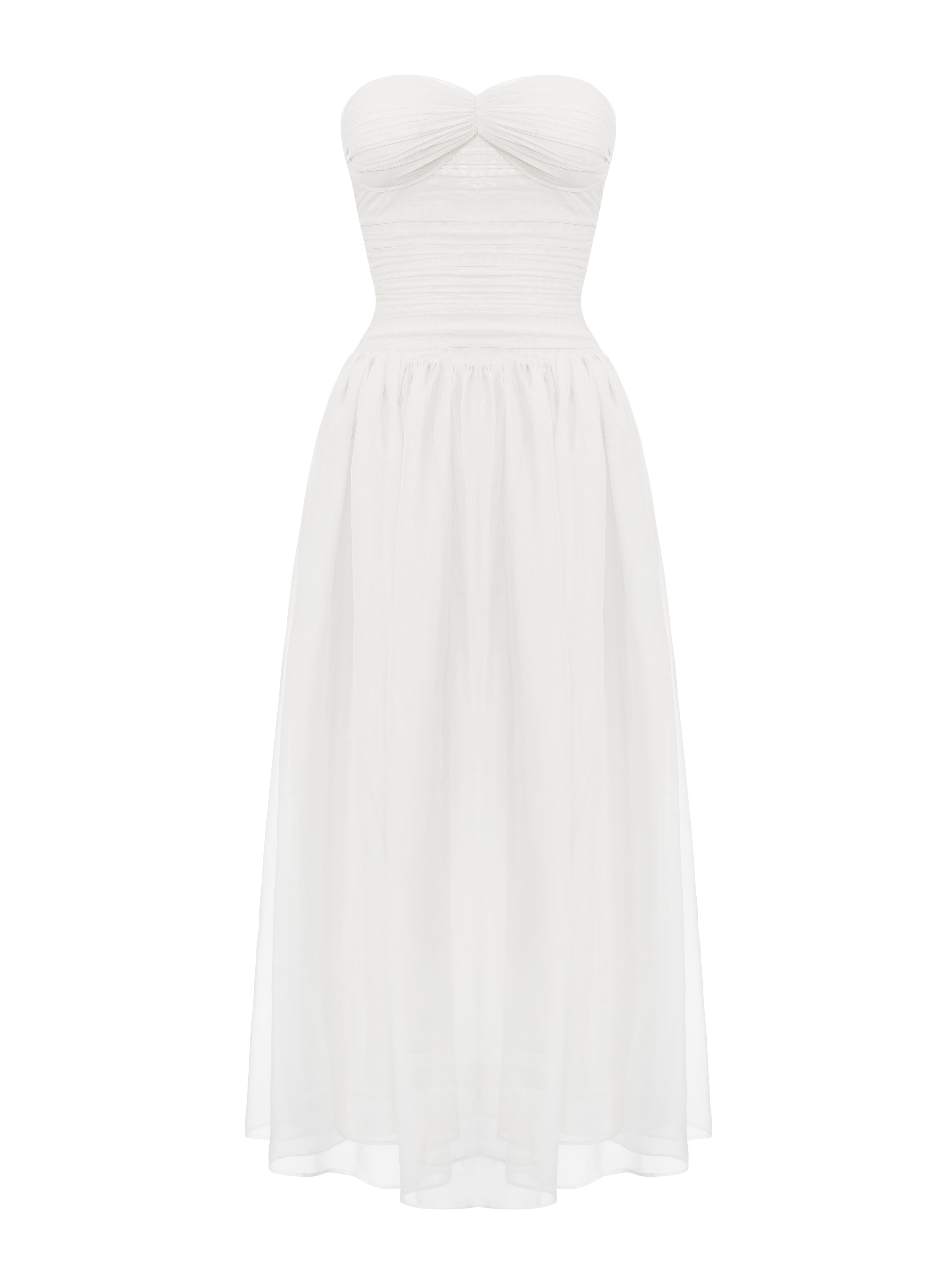 Juliette Strapless Chiffon White Dress