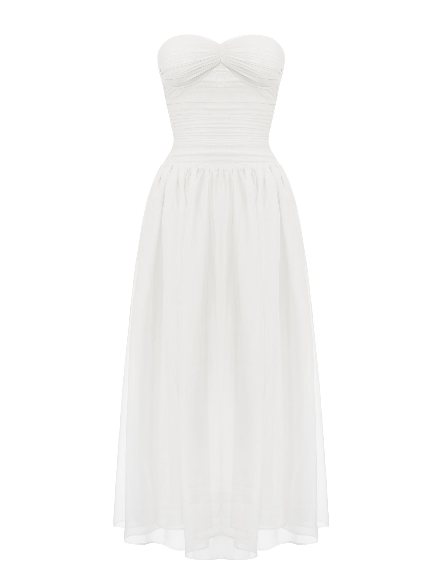 Juliette Strapless Chiffon White Dress