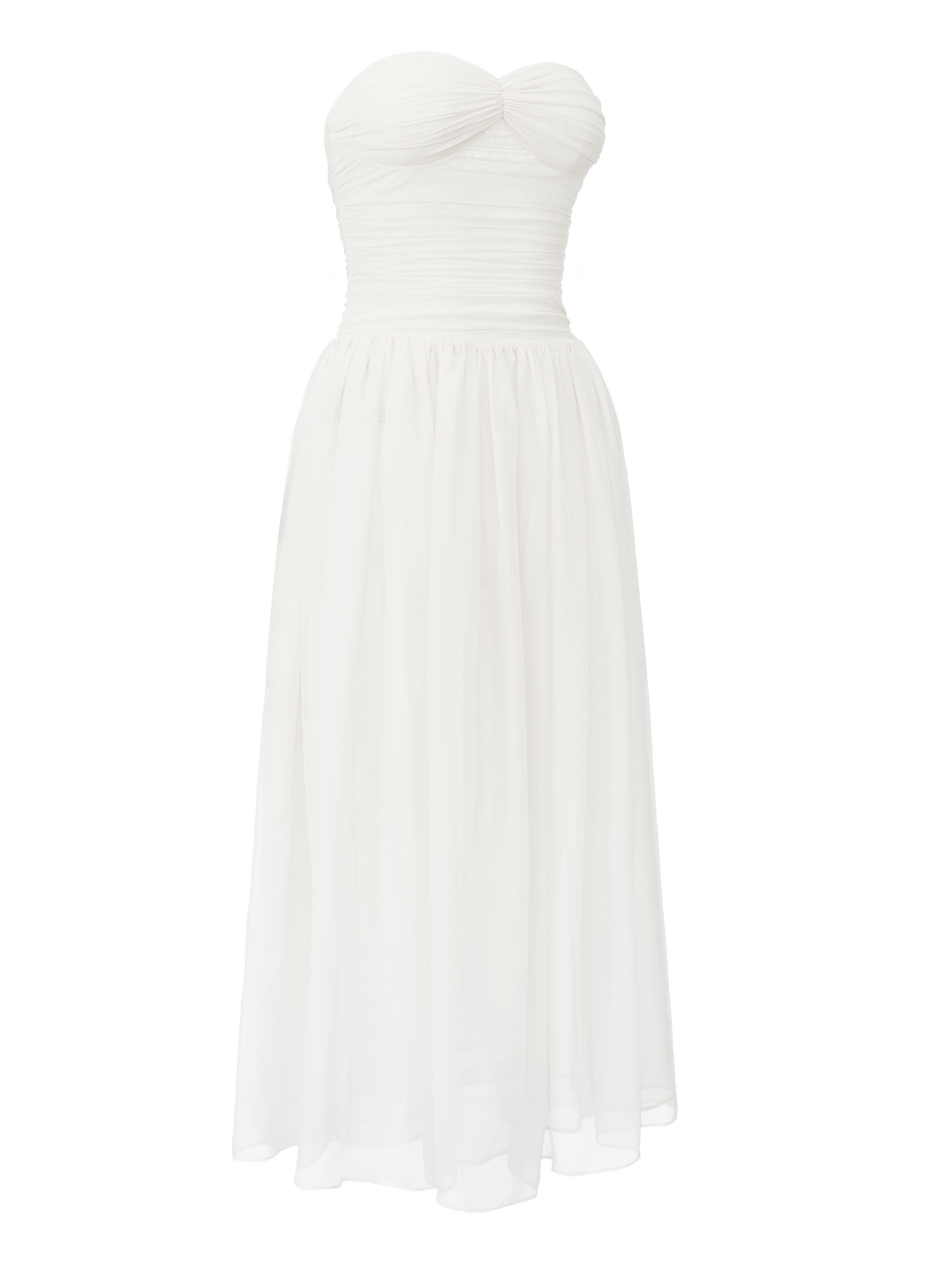 Juliette Strapless Chiffon White Dress