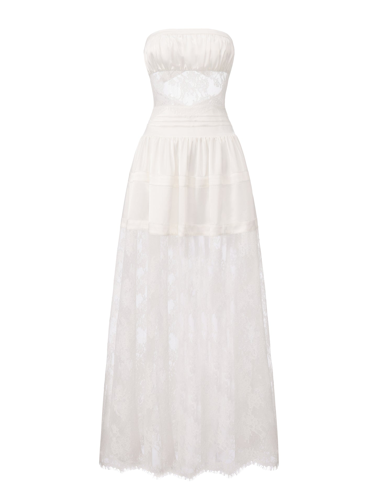 Amelie Lace Strapless White Dress