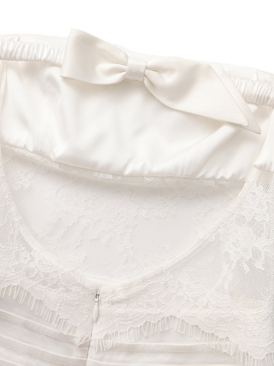 Amelie Lace Strapless White Dress