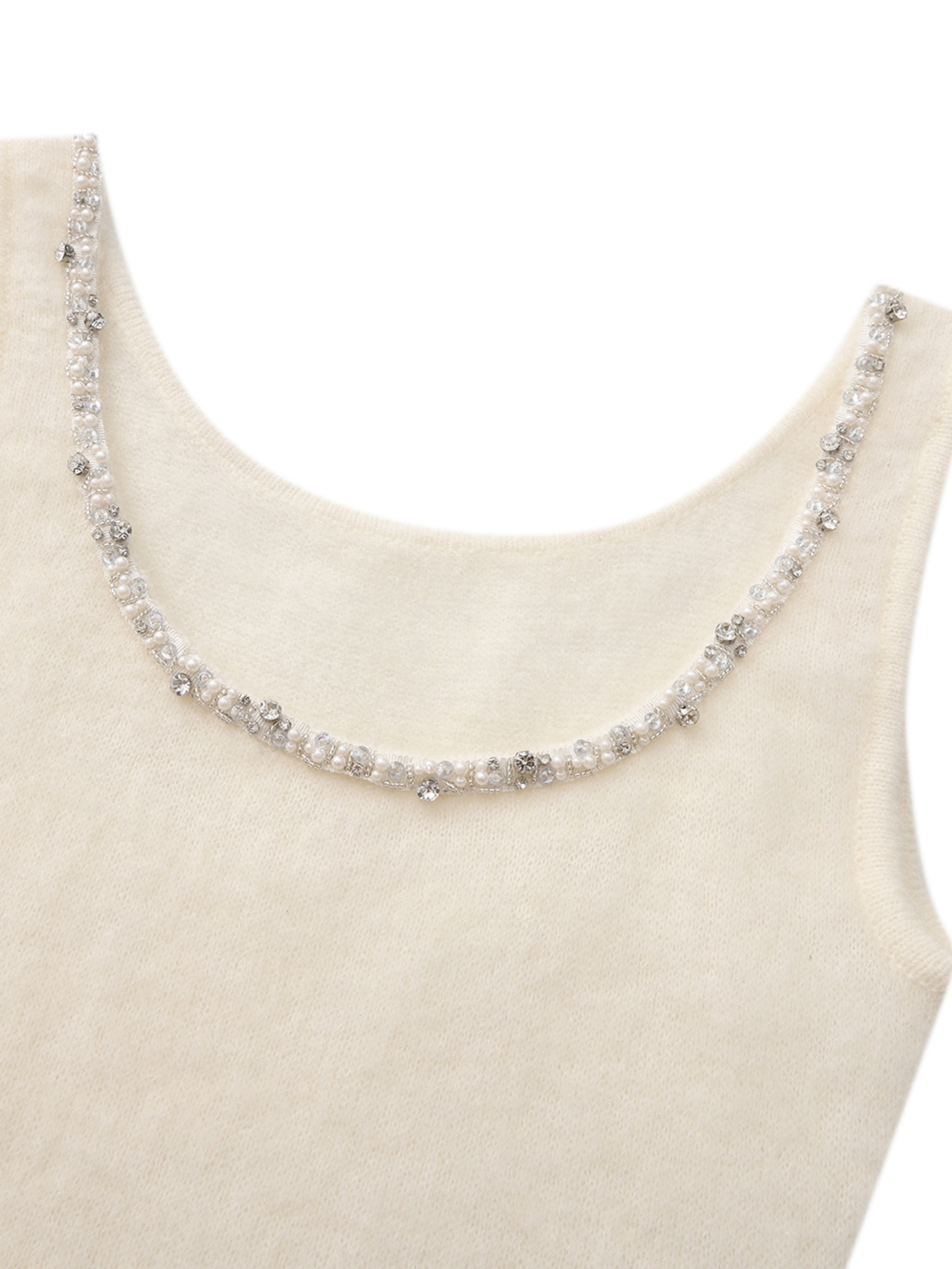Sasha Crystal-Neck White Dress