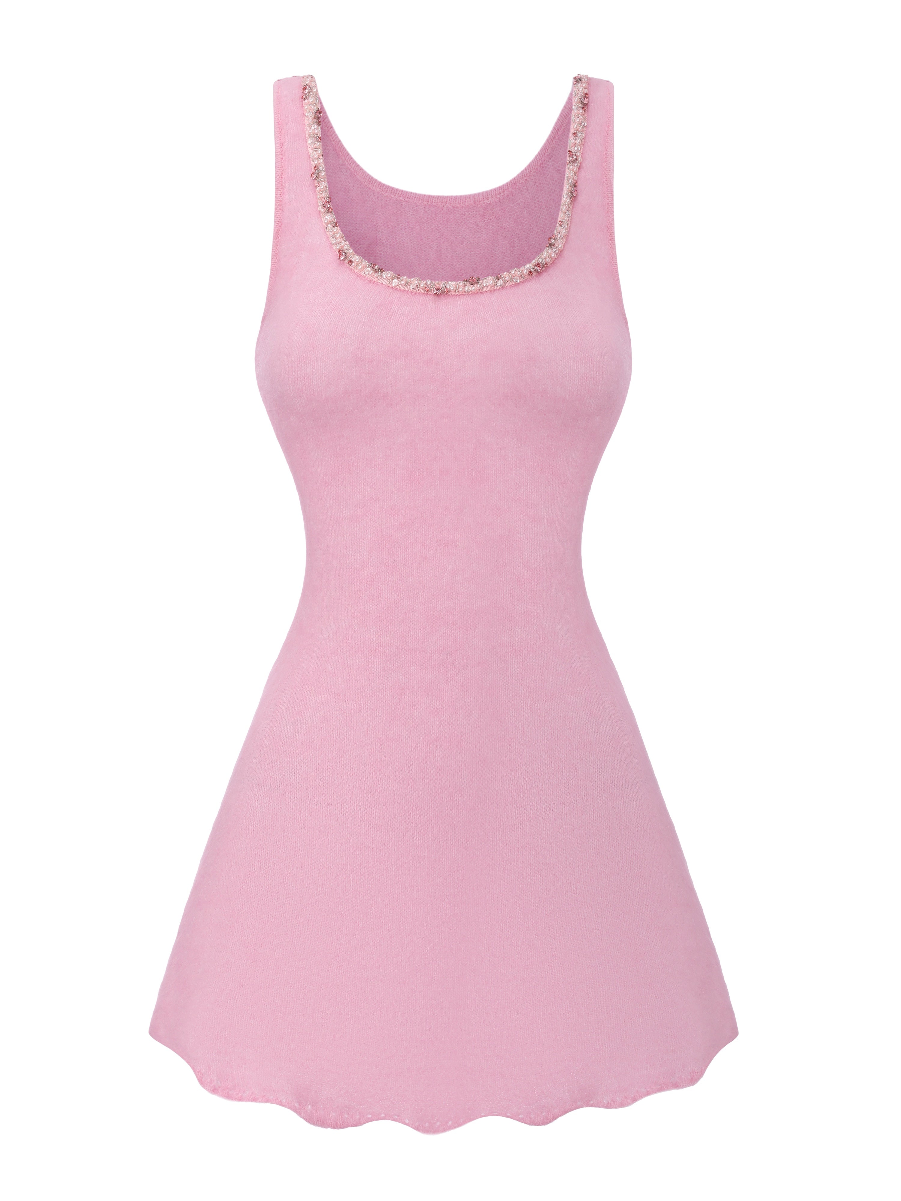 Sasha Crystal-Neck Pink Dress