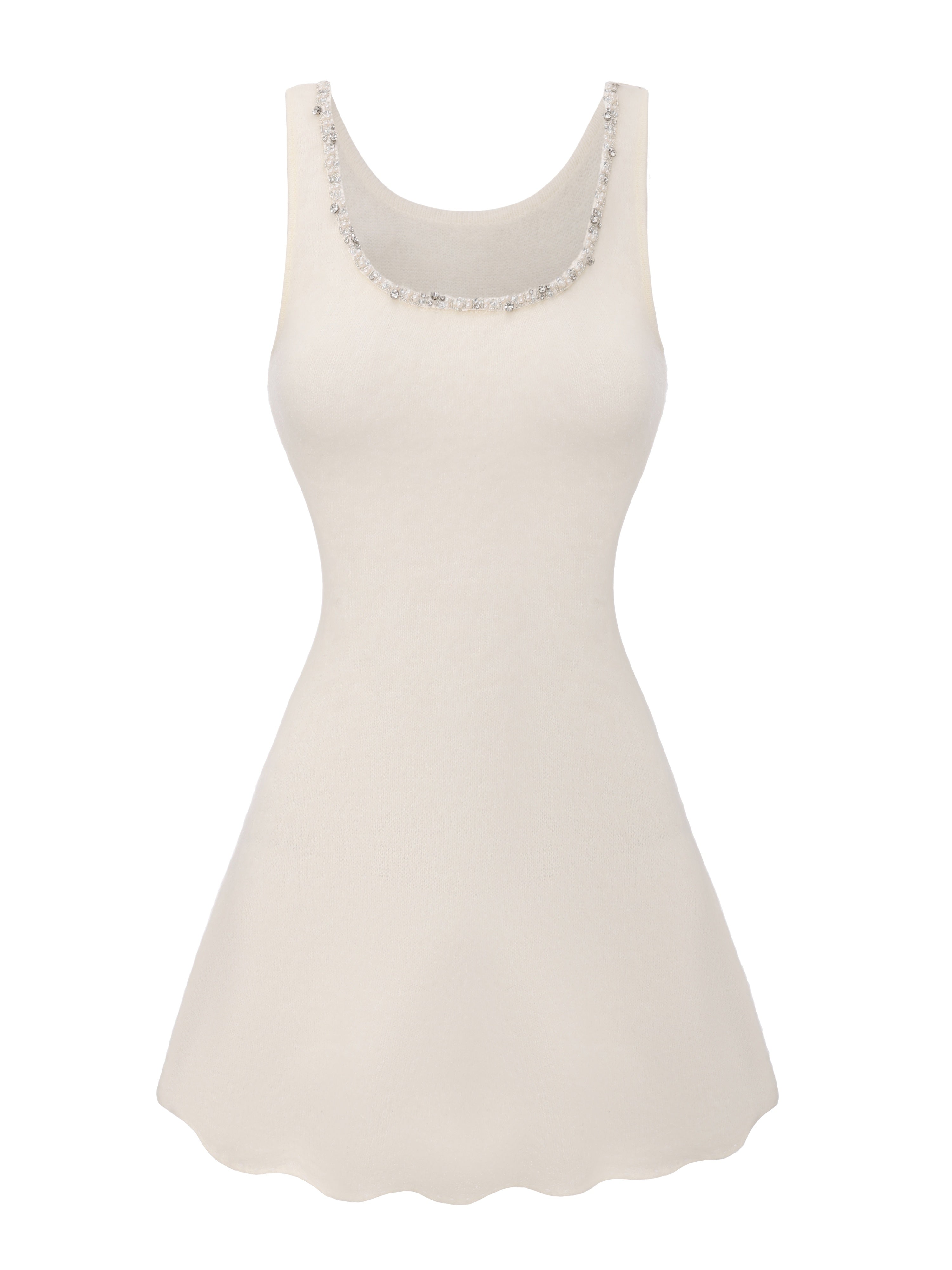 Sasha Crystal-Neck White Dress