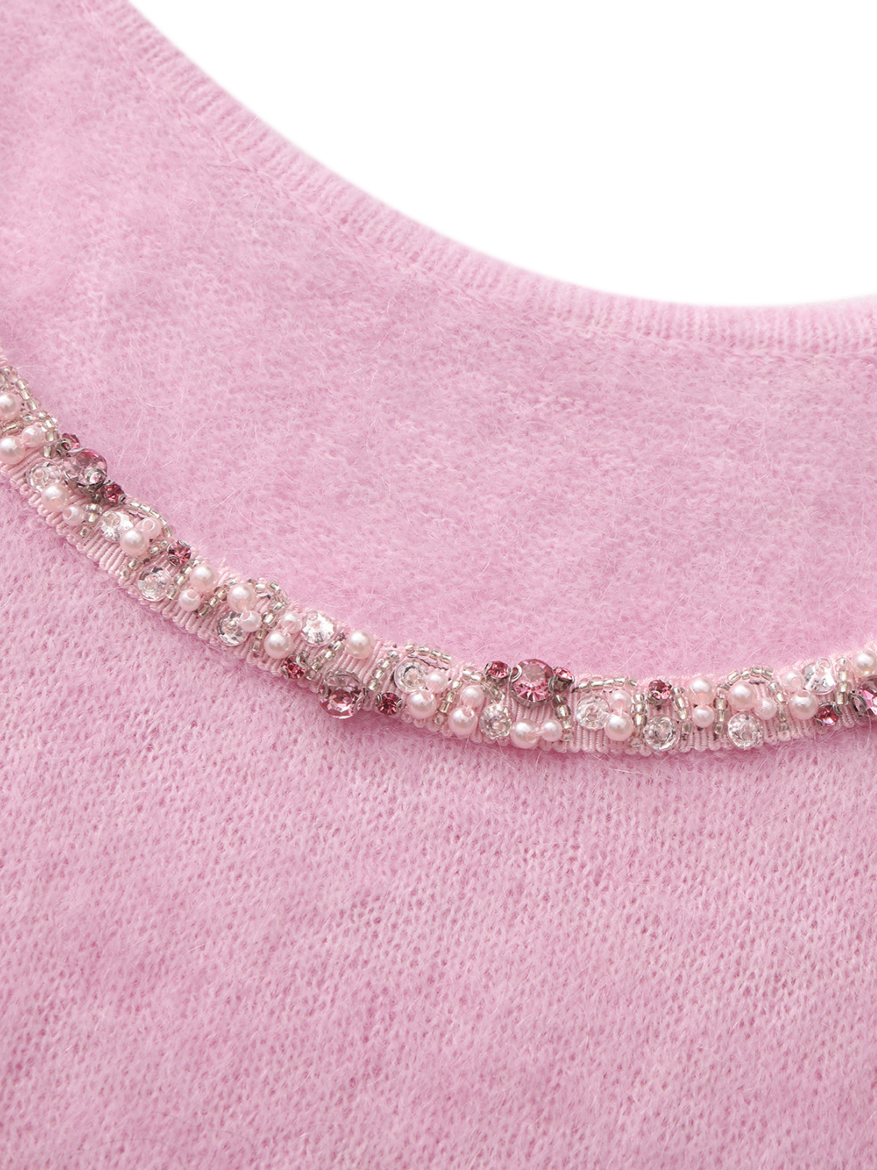 Sasha Crystal-Neck Pink Dress