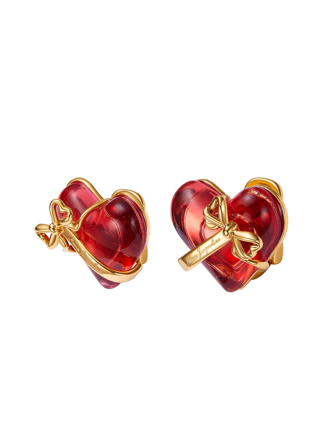 Eléa Bow-Ribbon Heart Red Earrings