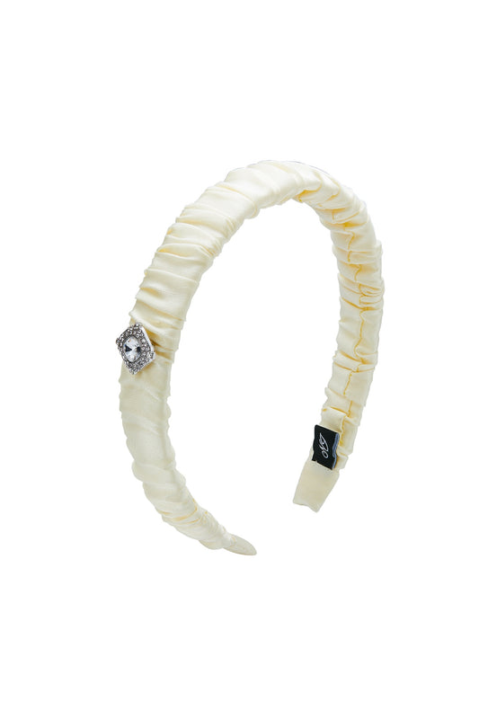Blythe Crystal-Detail White Silk Headband