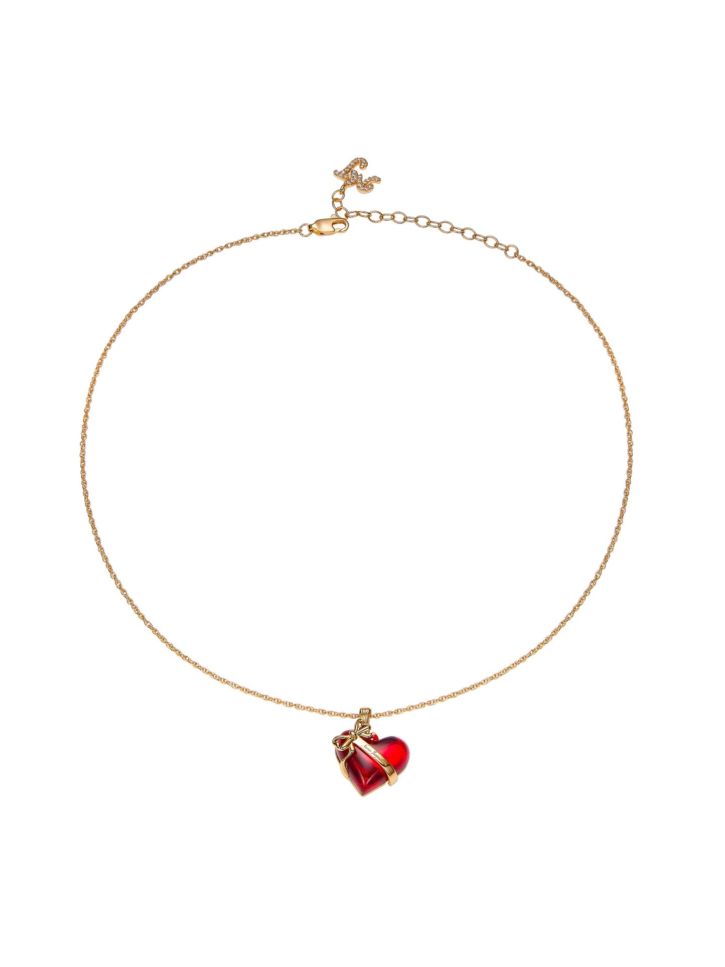Eléa Bow-Ribbon Heart Red Necklace
