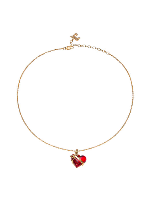 Eléa Bow-Ribbon Heart Red Necklace