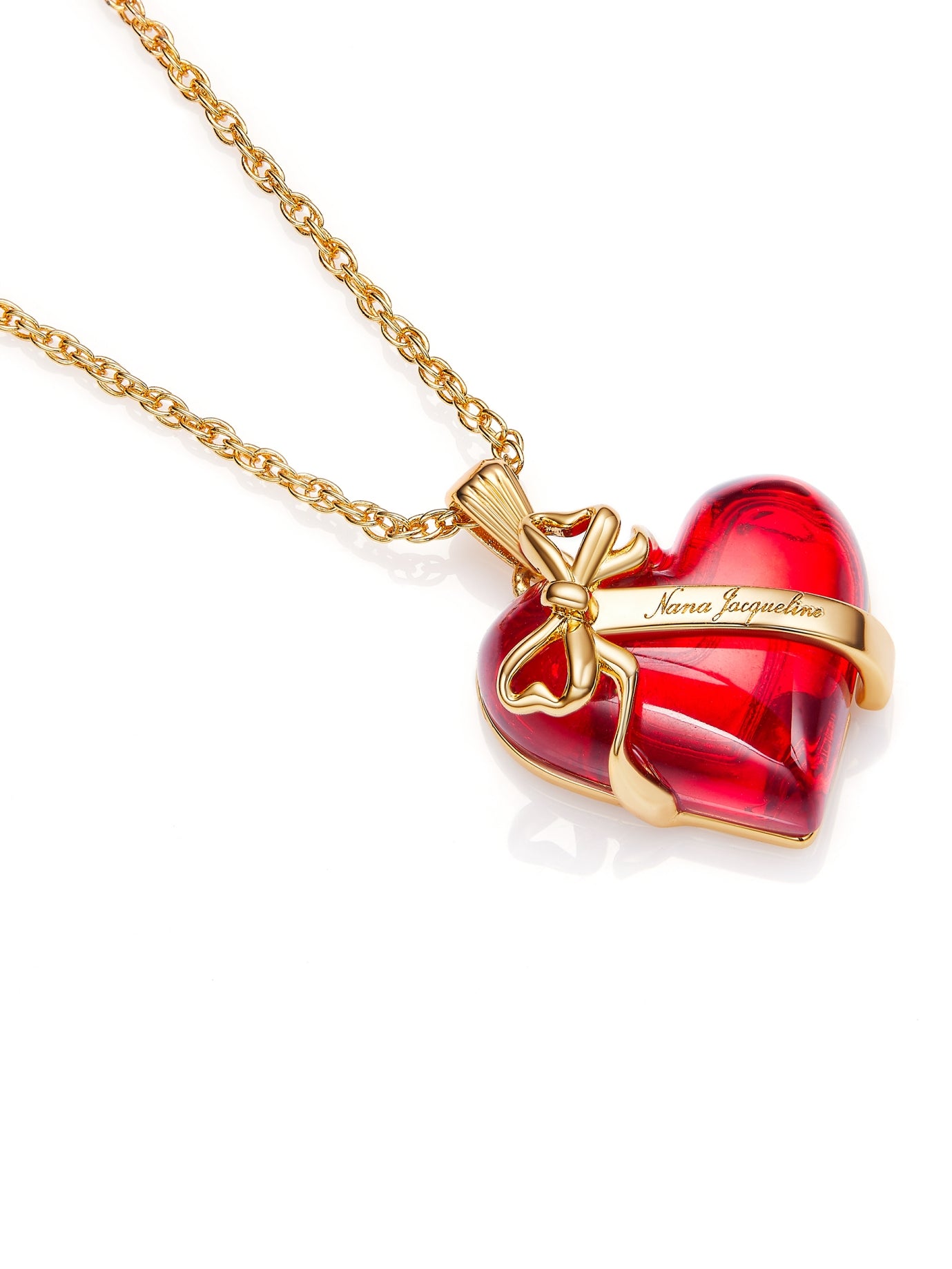 Eléa Bow-Ribbon Heart Red Necklace