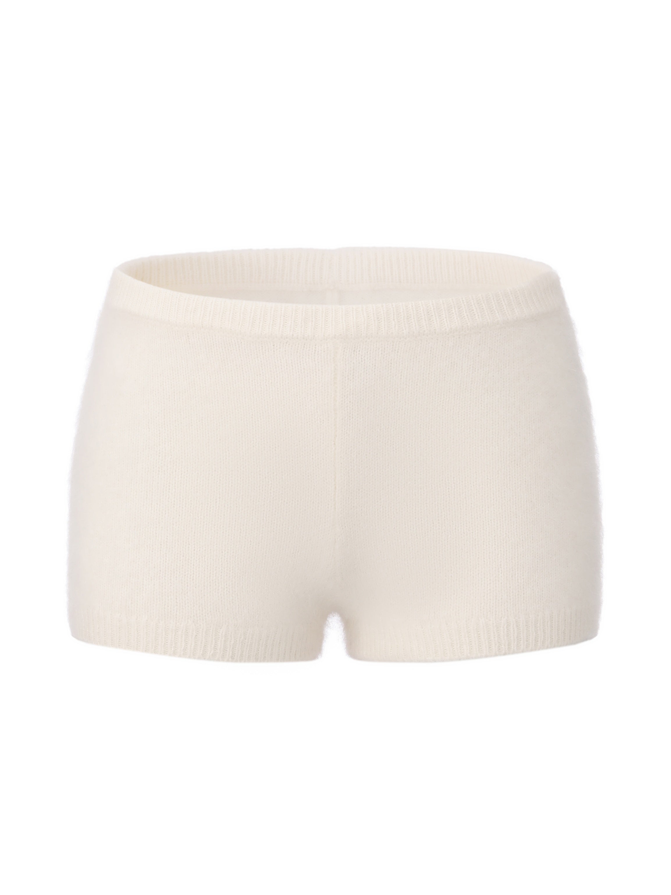 Brigitte Brushed Knit White Micro Shorts