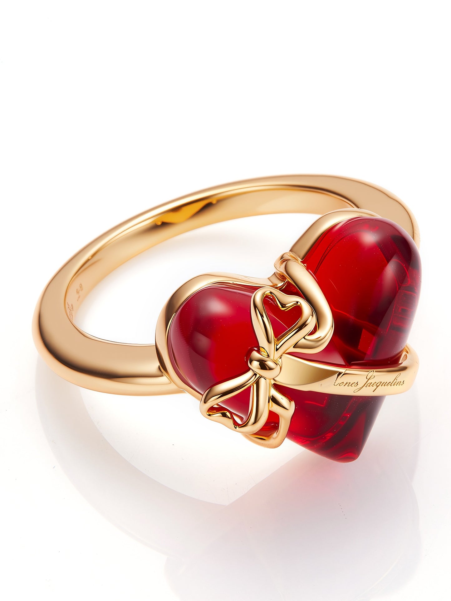 Eléa Bow-Ribbon Heart Red Ring