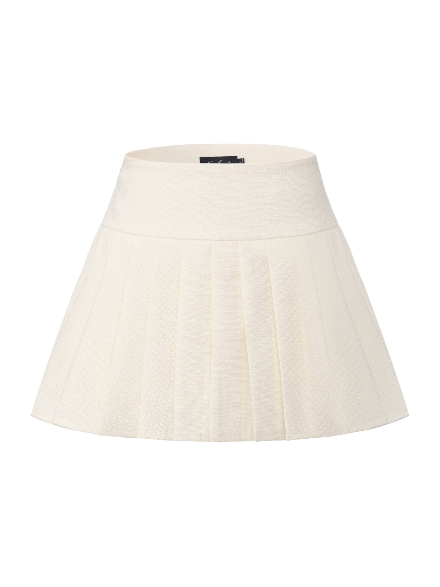 Camille Tailored Pleated White Mini Skirt
