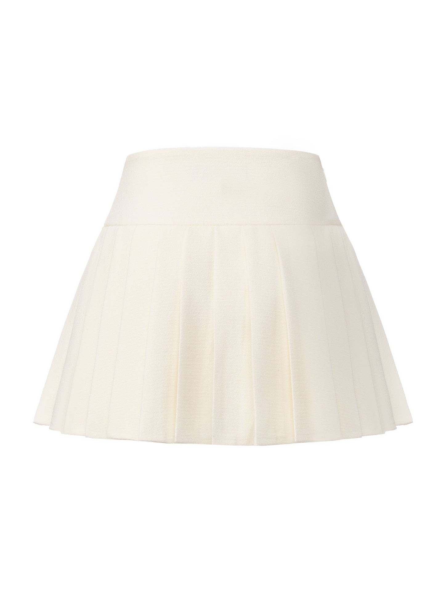 Camille Tailored Pleated White Mini Skirt