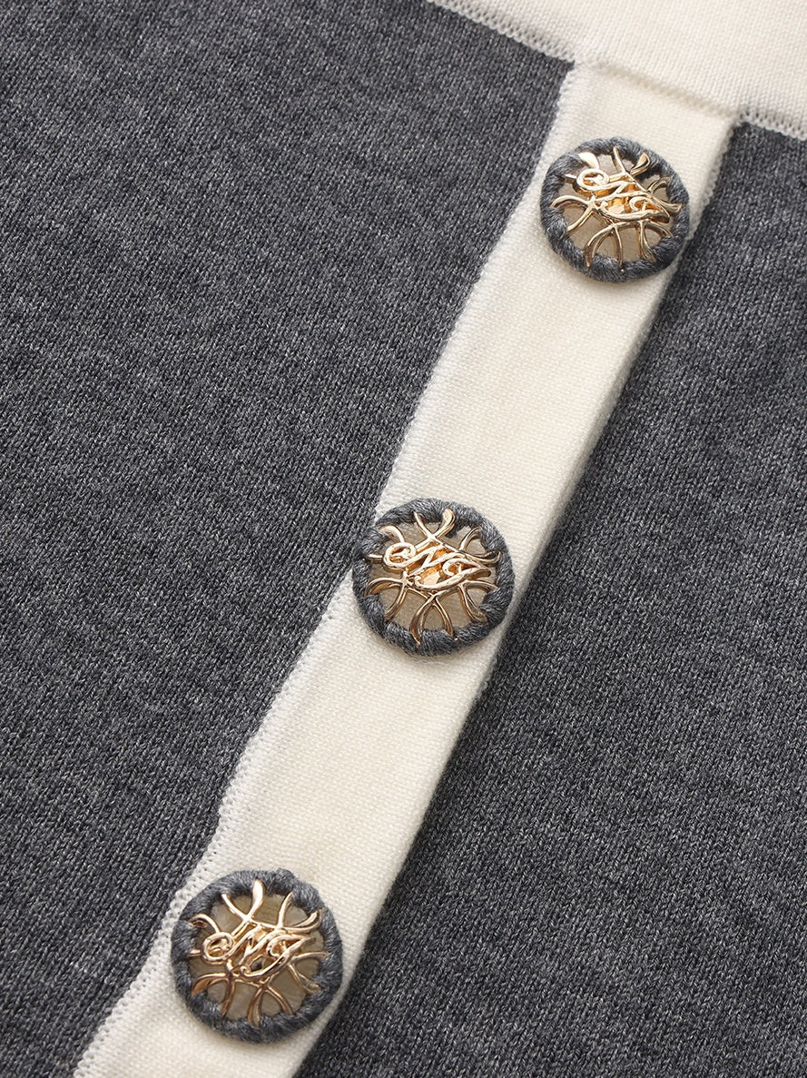 Lisette Contrast-Trim Grey Knit Three-Piece Set