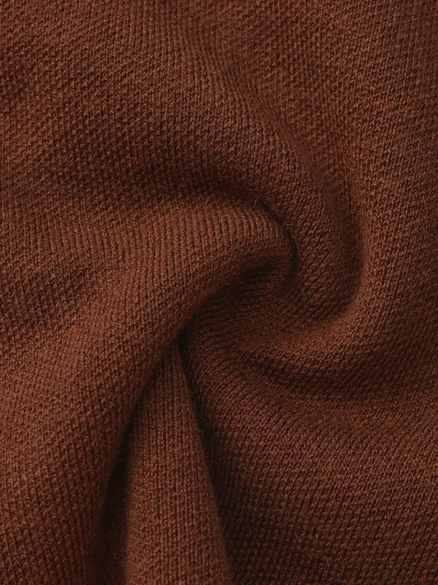 Lisette Contrast-Trim Brown Knit Three-Piece Set