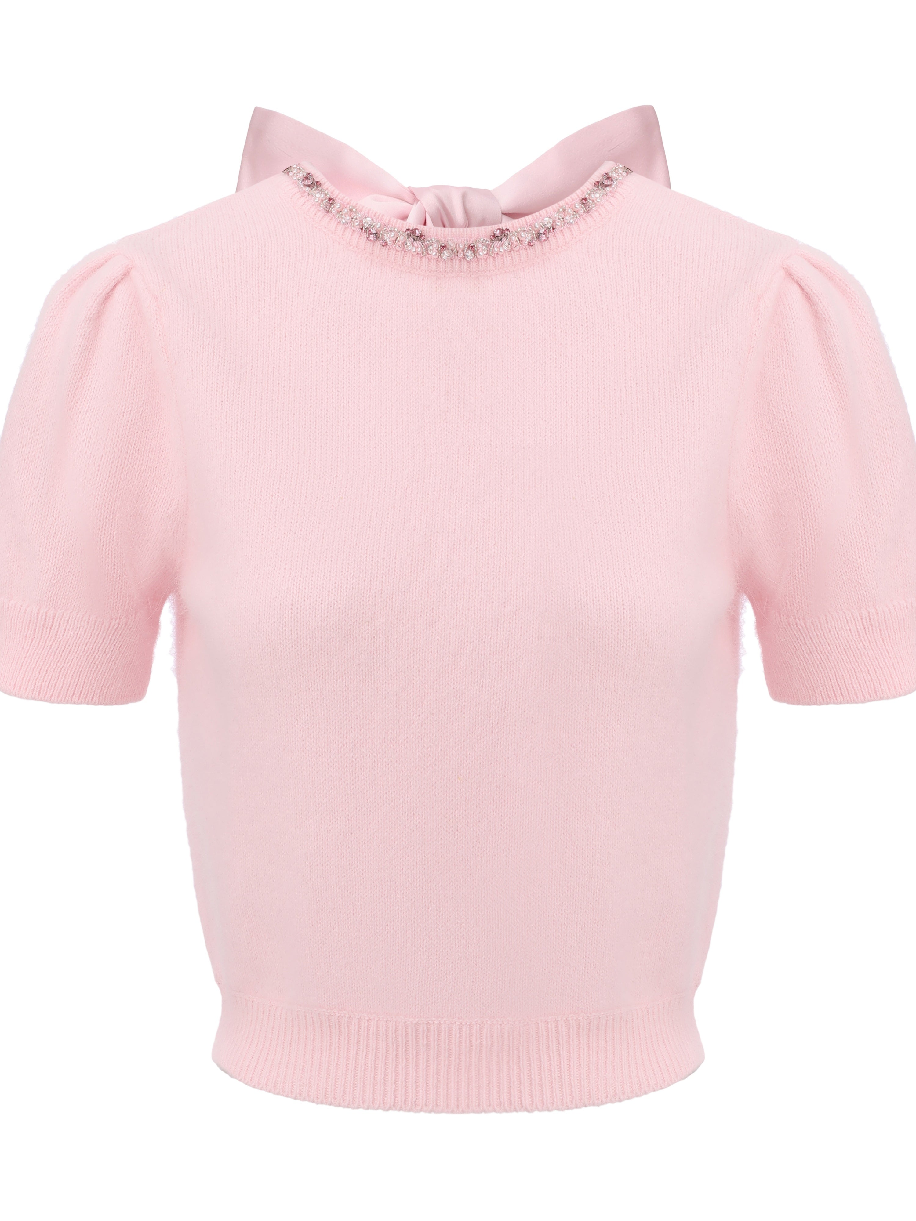 Evelina Bow Back Pink Knit Top