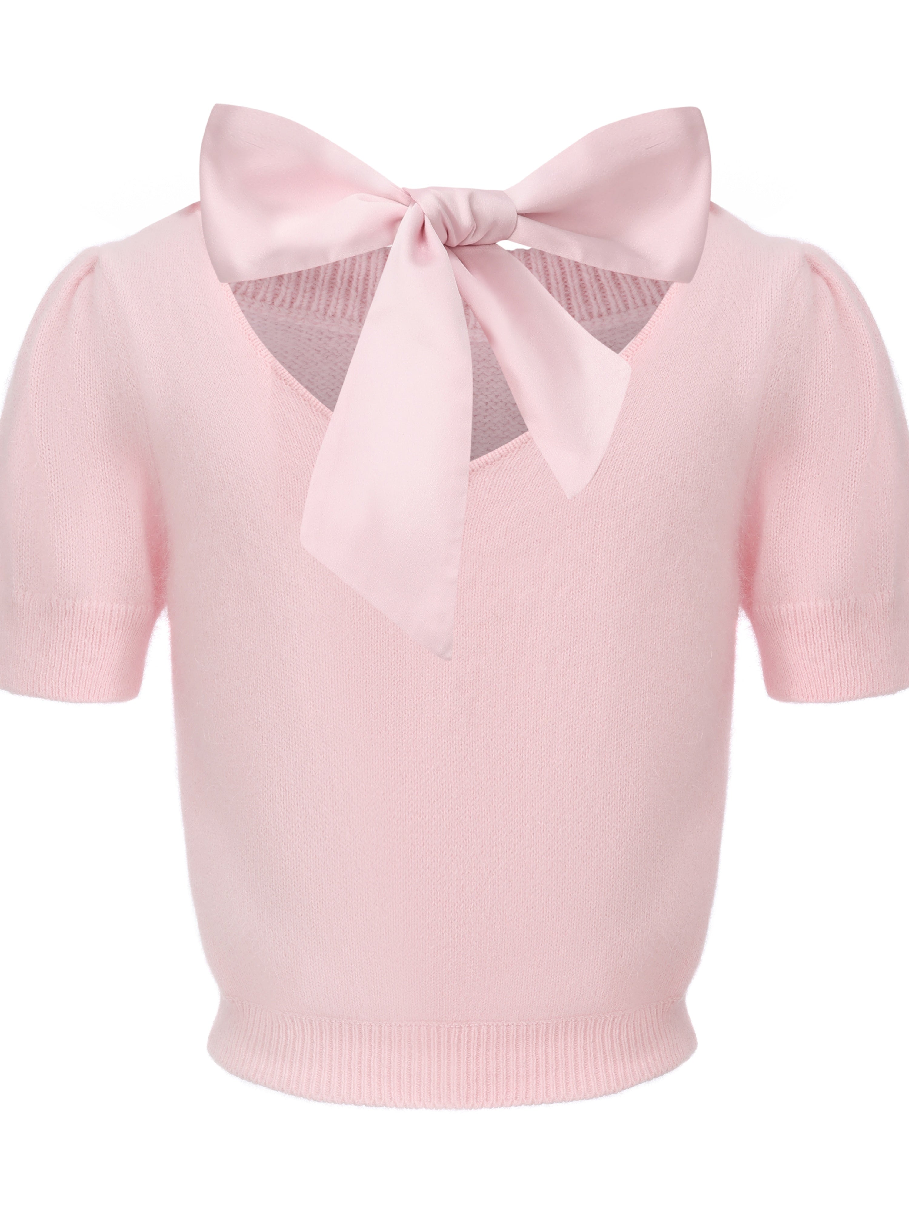 Evelina Bow Back Pink Knit Top