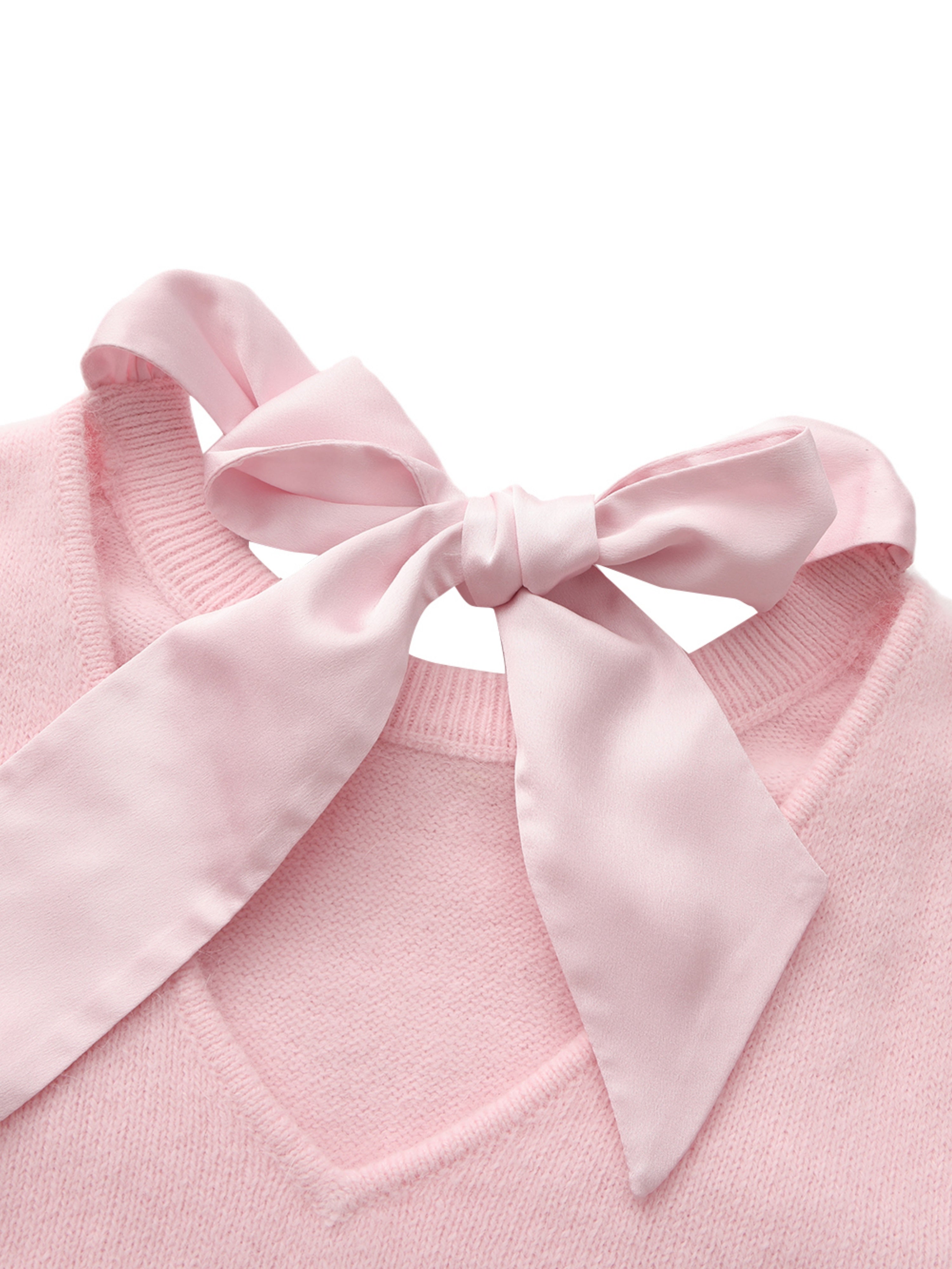 Evelina Bow Back Pink Knit Top