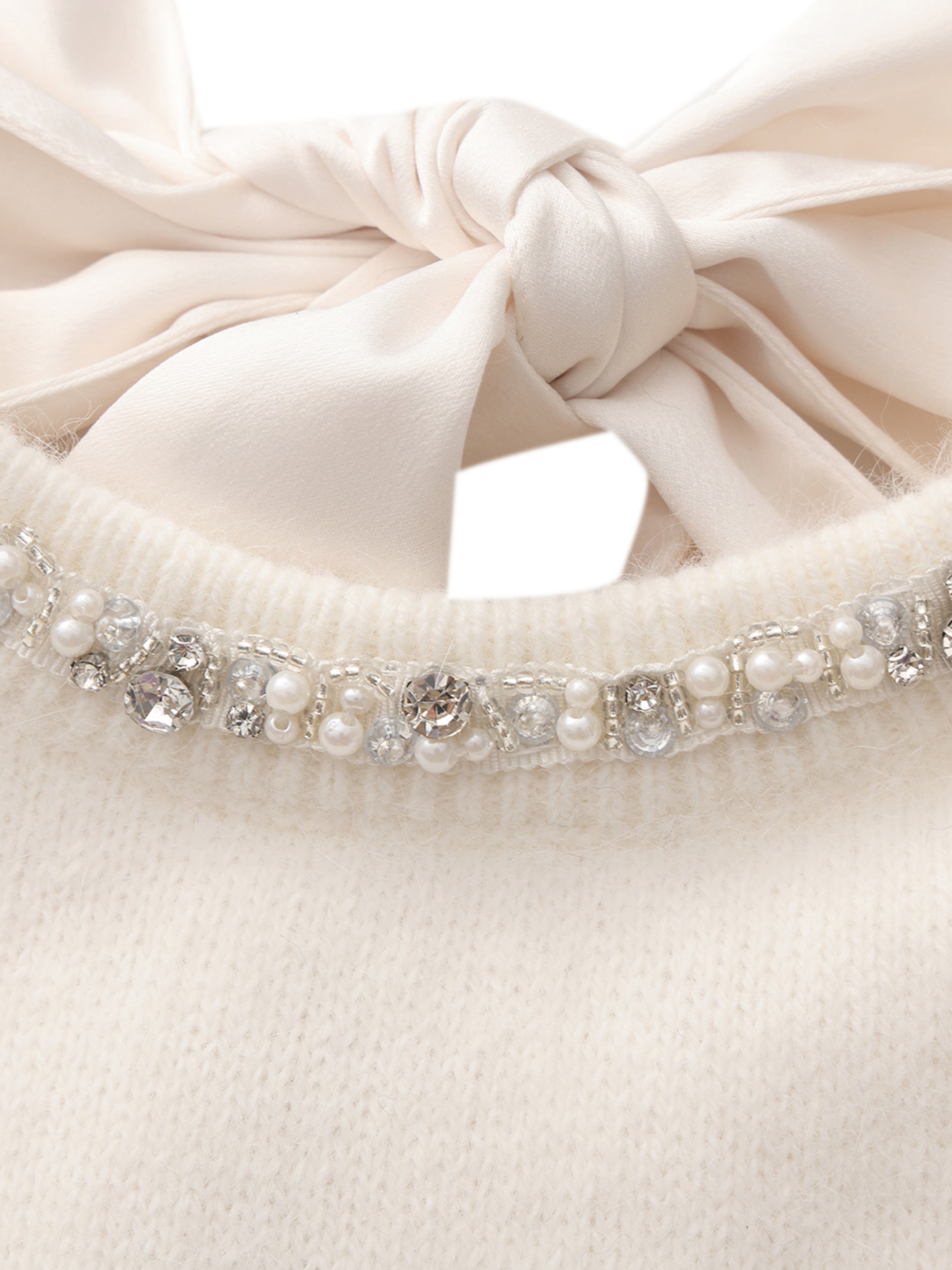 Evelina Bow Back White Knit Top