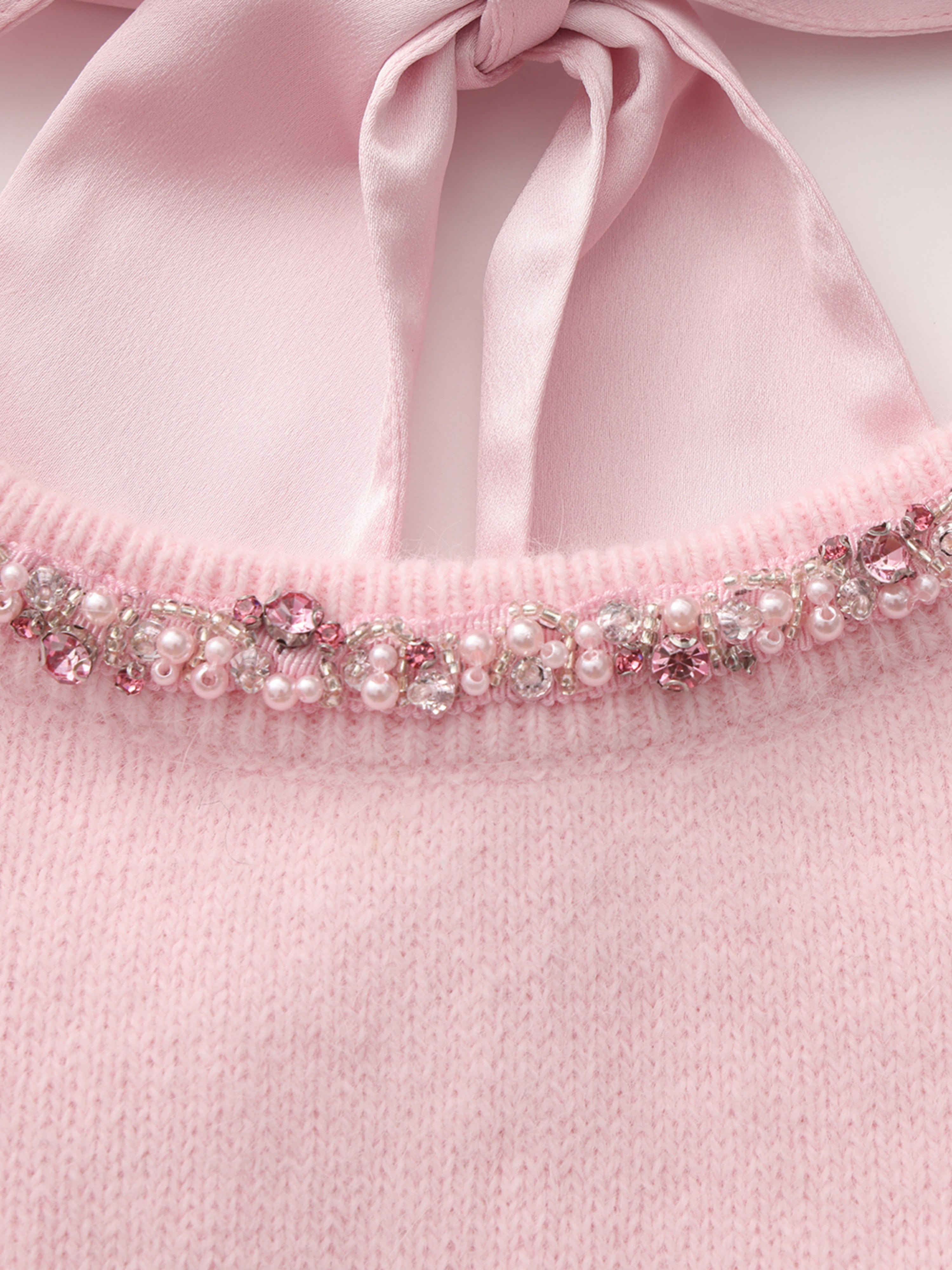 Evelina Bow Back Pink Knit Top