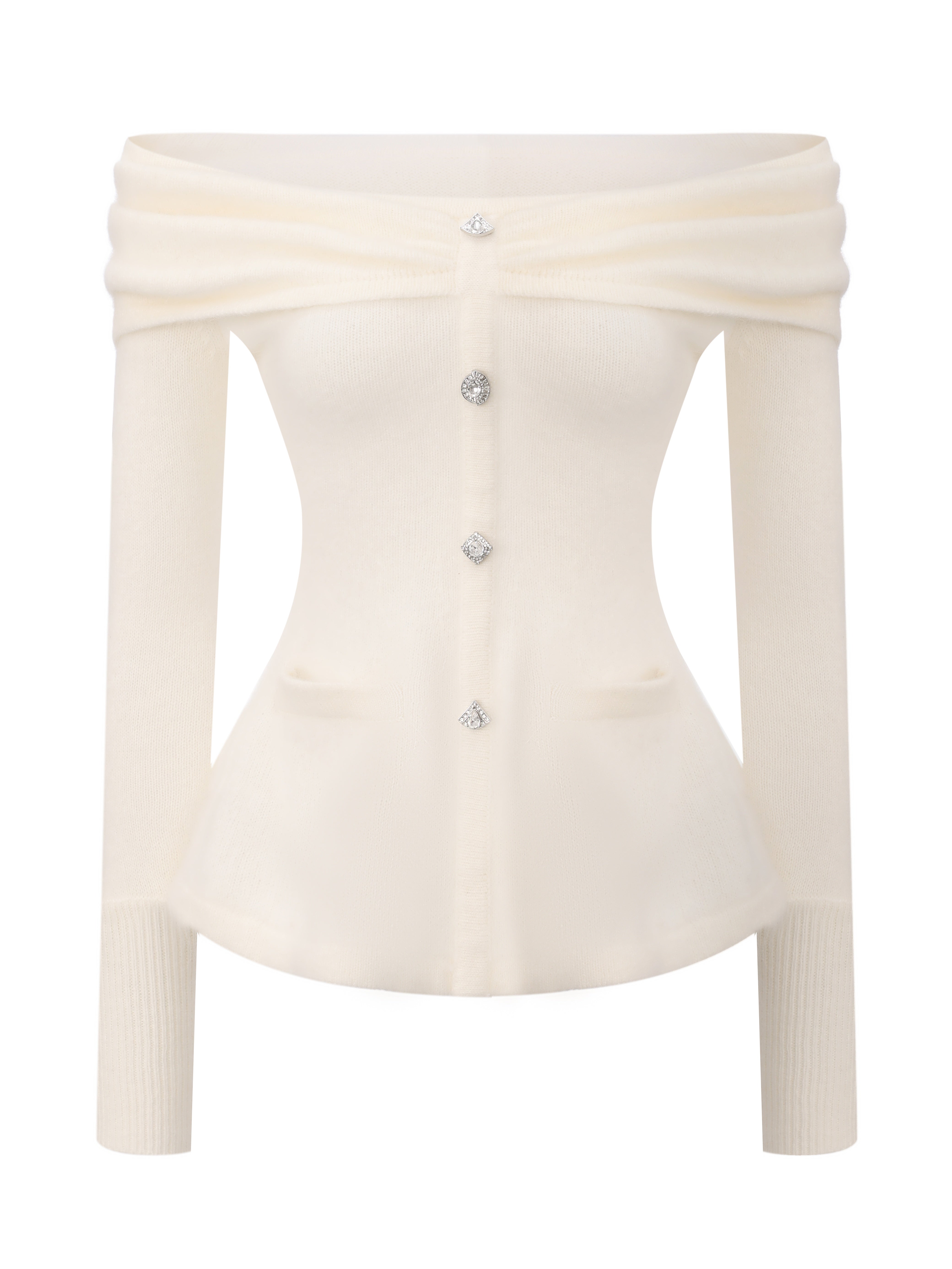 Brigitte Off-Shoulder Knit White Top