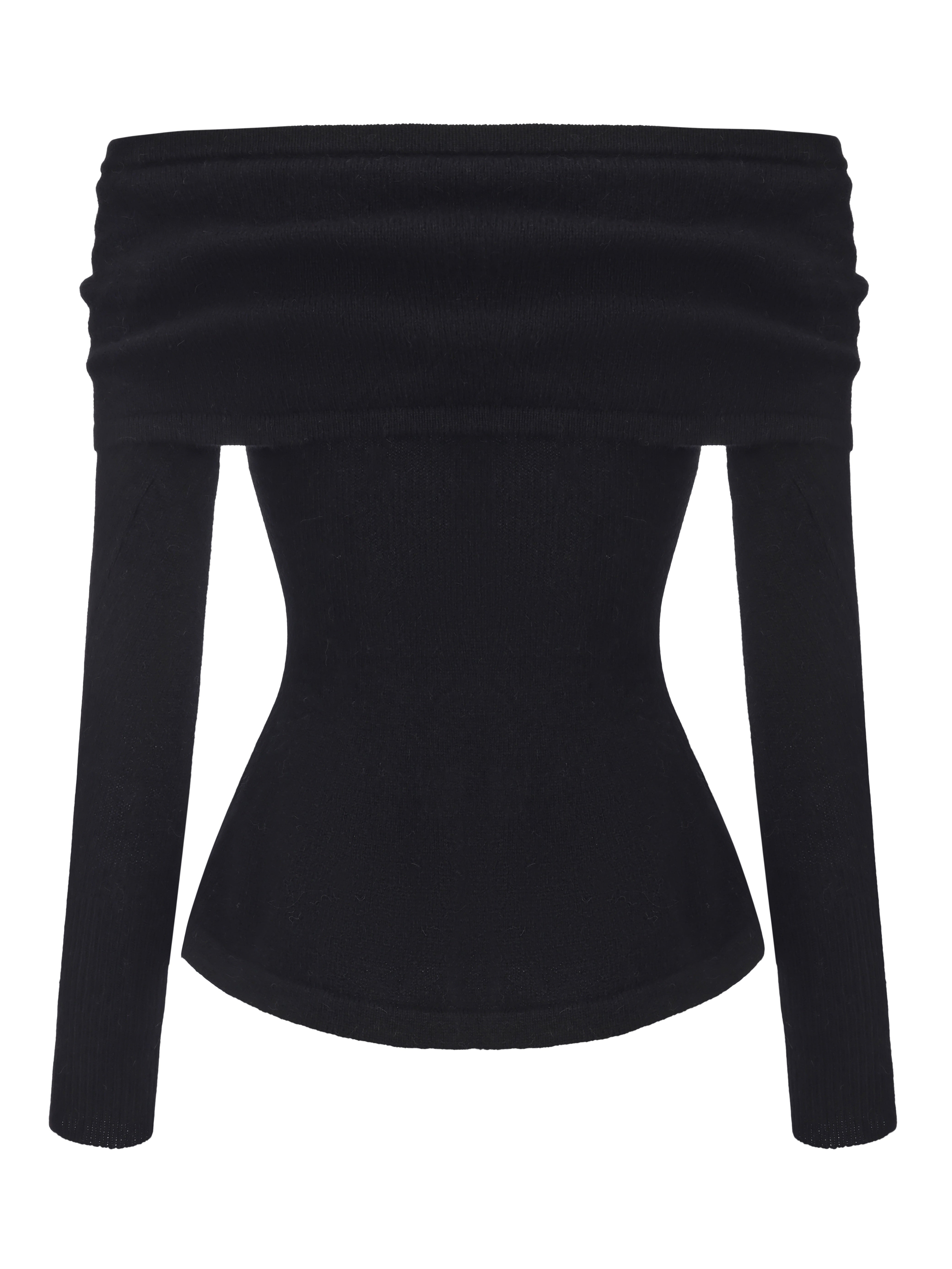Brigitte Off-Shoulder Knit Black Top