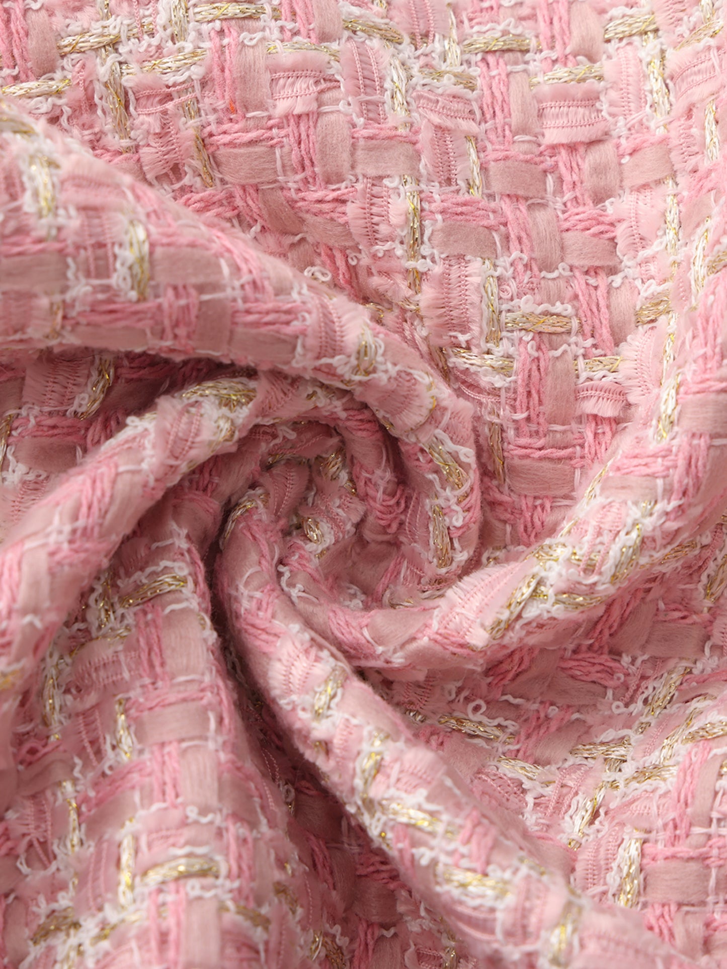 Bianca Tweed Bow Pink Double-Breasted Coat