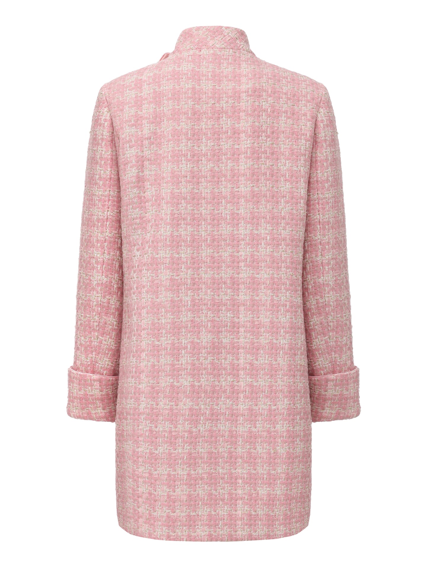 Bianca Tweed Bow Pink Double-Breasted Coat