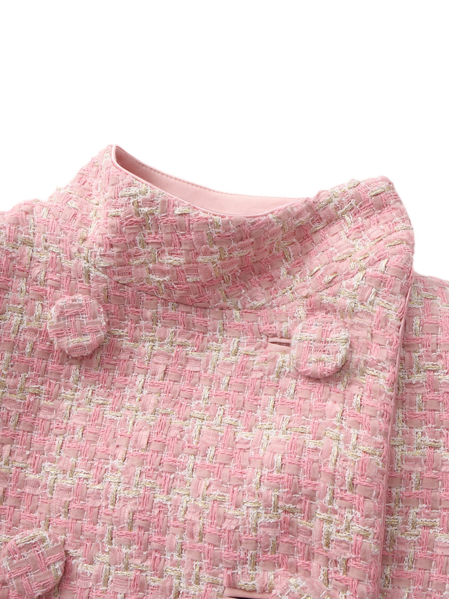 Bianca Tweed Bow Pink Double-Breasted Coat