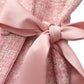 Bianca Tweed Bow Pink Double-Breasted Coat