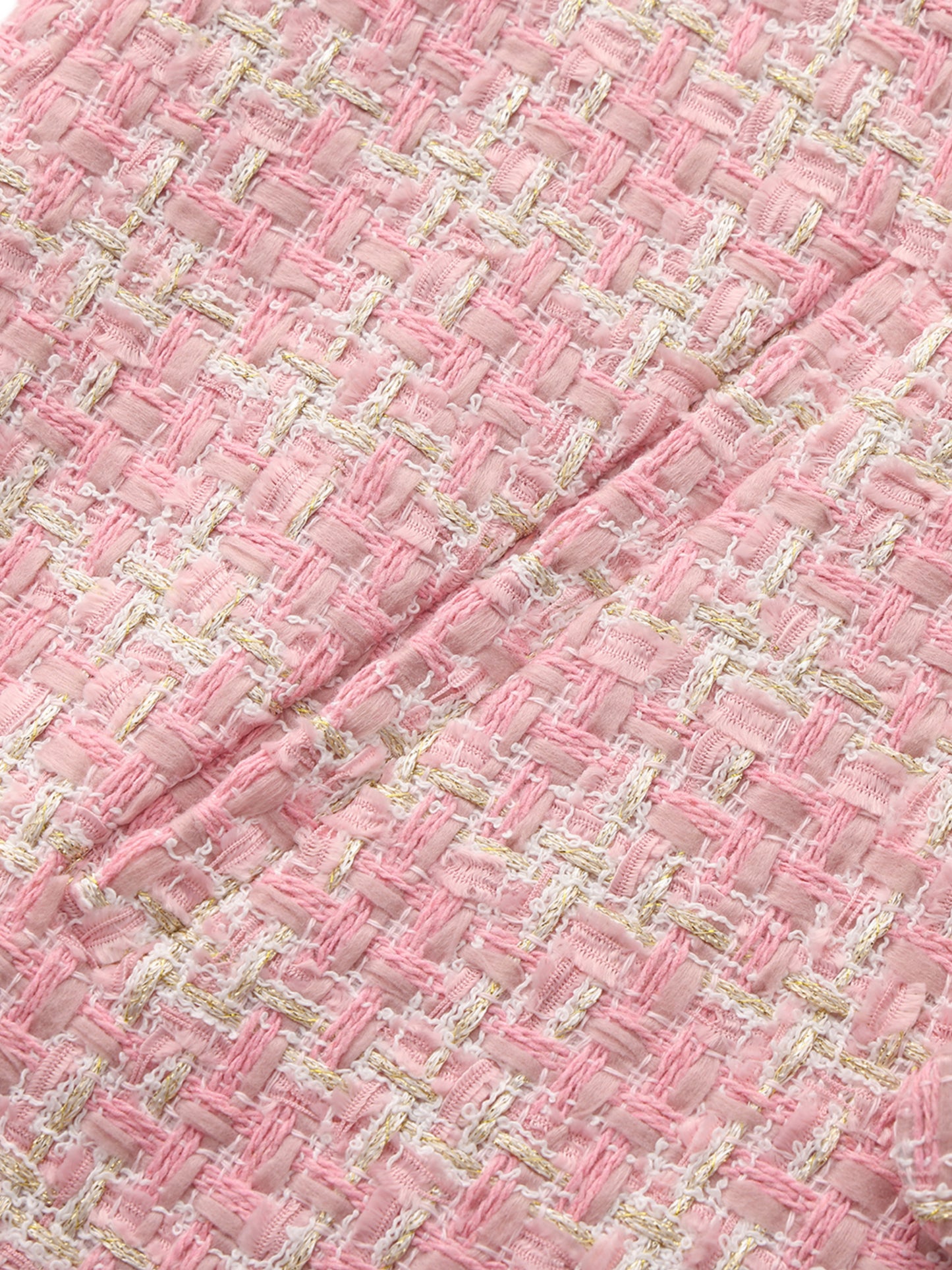 Bianca Tweed Bow Pink Double-Breasted Coat