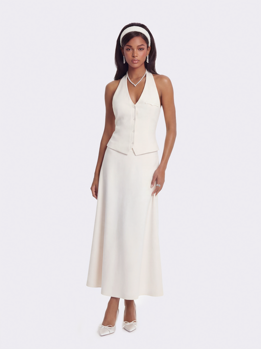 Amara Tailored Halter White Vest