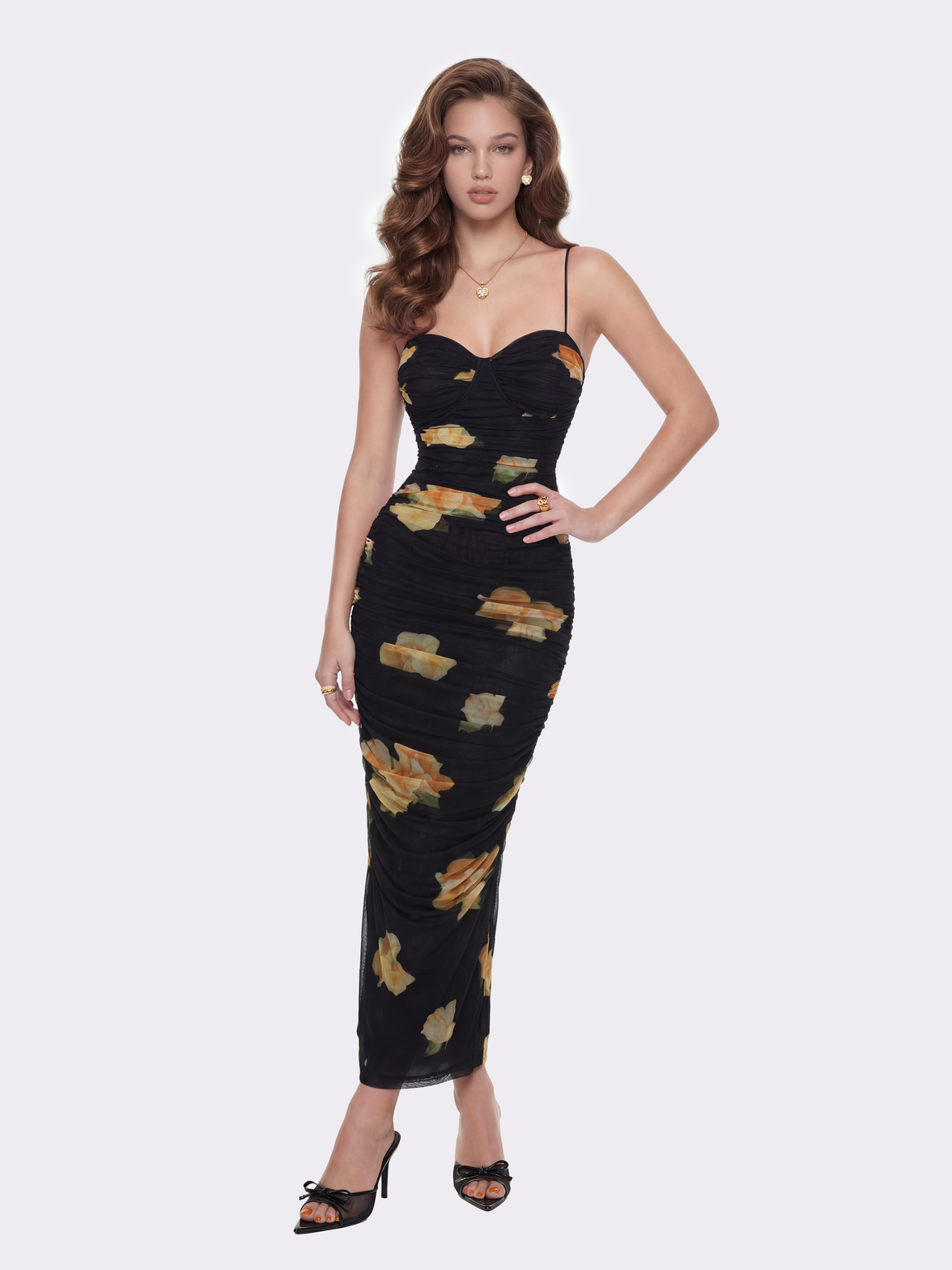 Claudia Ruched Black Floral Dress | Nana Jacqueline Claudia Ruched Black Floral Dress | Nana Jacqueline