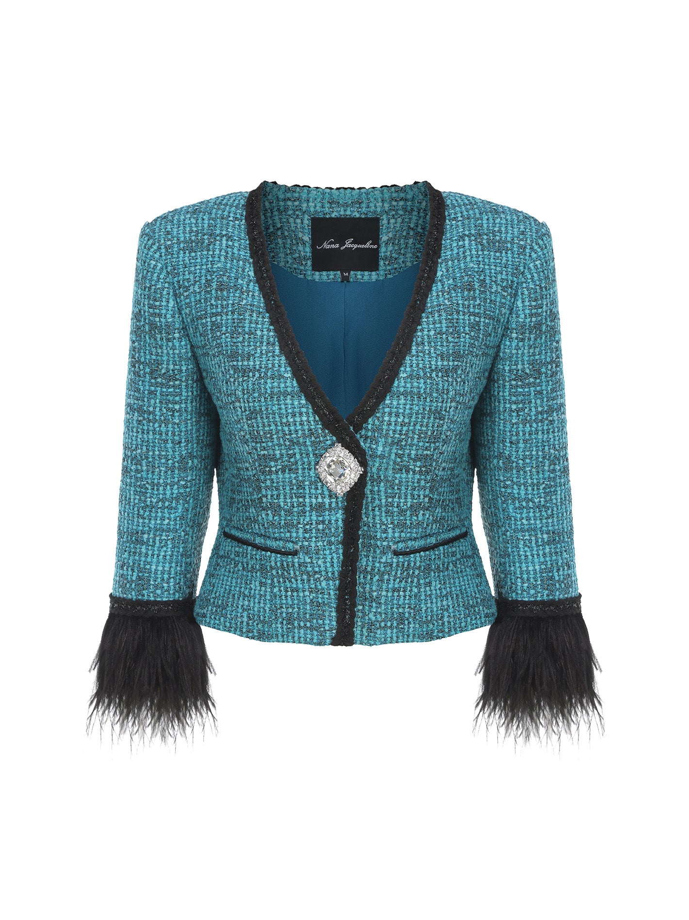 Daphne Feather Tweed Coat (Blue)