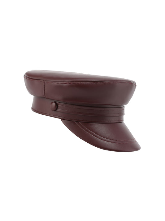 Mirabel Faux Leather Hat (Brown)