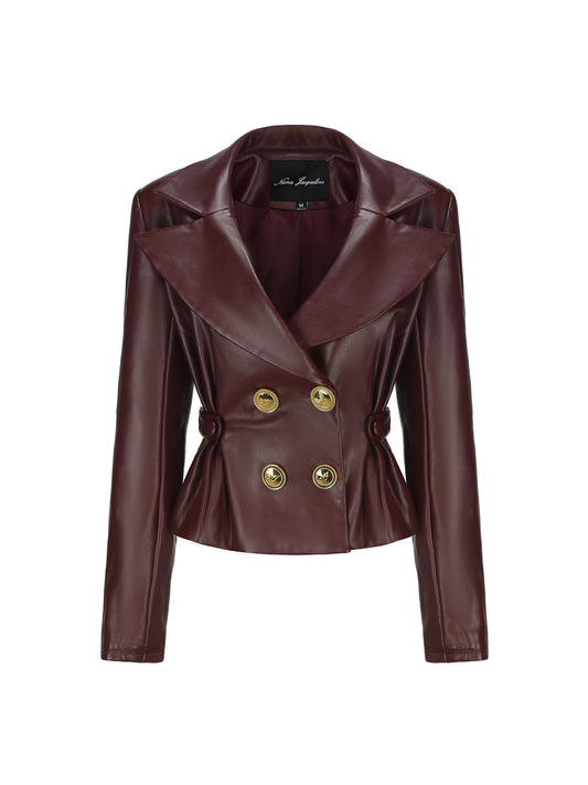 Mirabel Faux Leather Jacket (Brown)