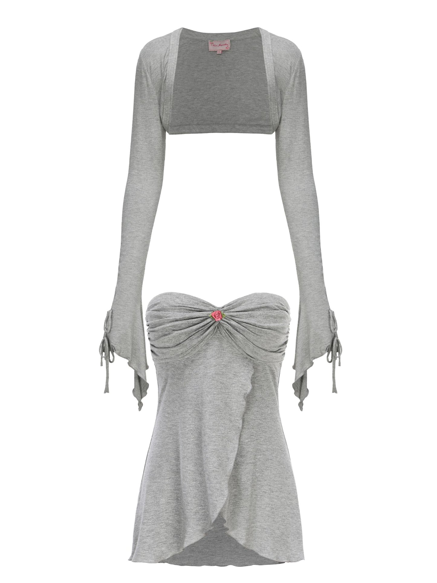 Aubrey Top + Cardigan Set (Grey)