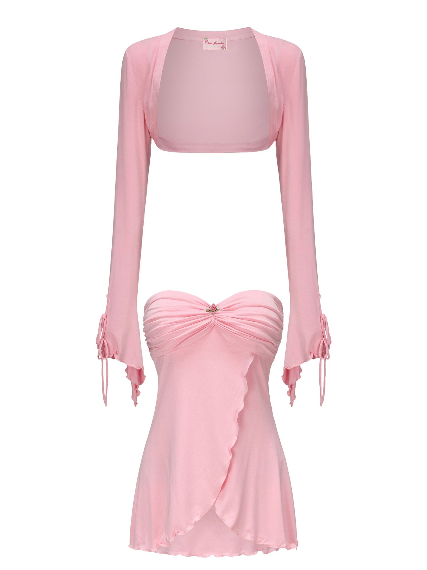 Aubrey Top + Cardigan Set (Pink) (Final Sale)