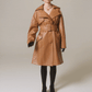 Keira Leather Trench Coat (Brown)
