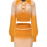 Emily Knit Cardigan Set (Orange) (Final Sale)