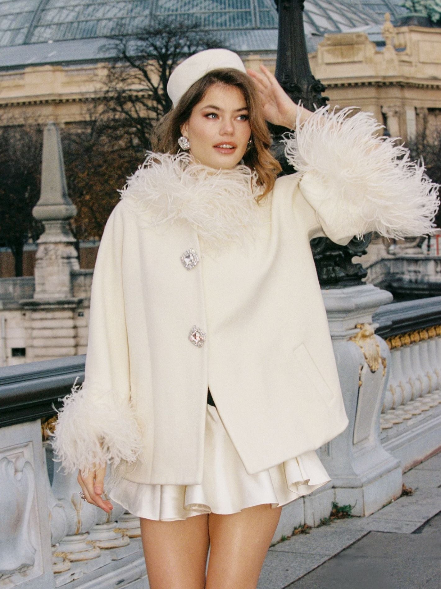 Angelica Feather Coat (White)
