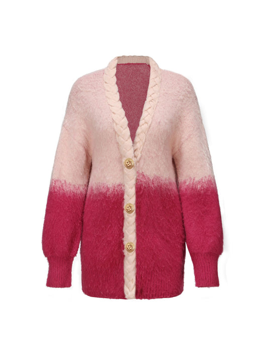 Daphne Diamond Knit Cardigan (Pink) (Final Sale)