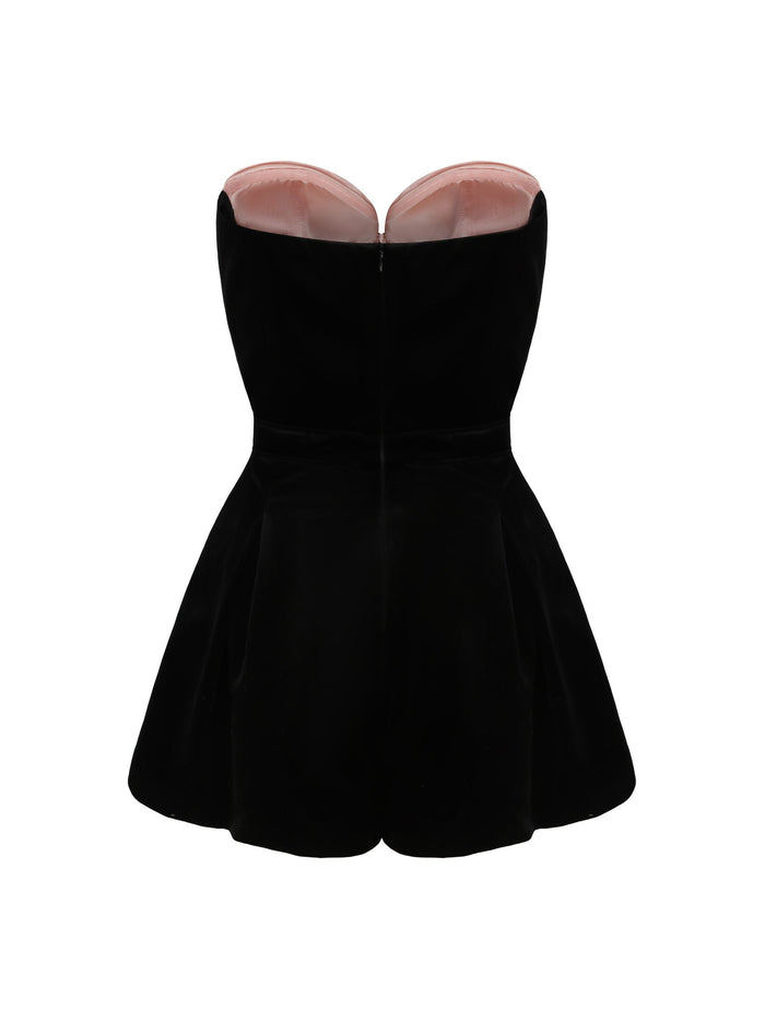 alexandre vauthier strapless cotton velvet mini dress Amanda Velvet Jumpsuit: Pink Jumpsuit for Cocktail Party